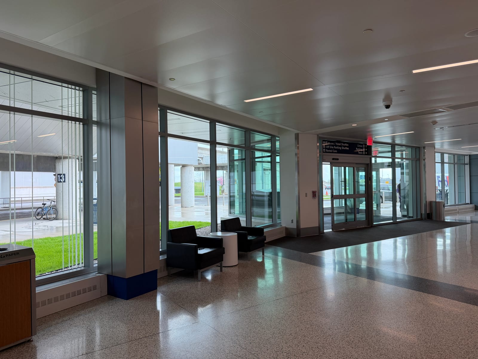 Buffalo Airport interior heading toward exit doors