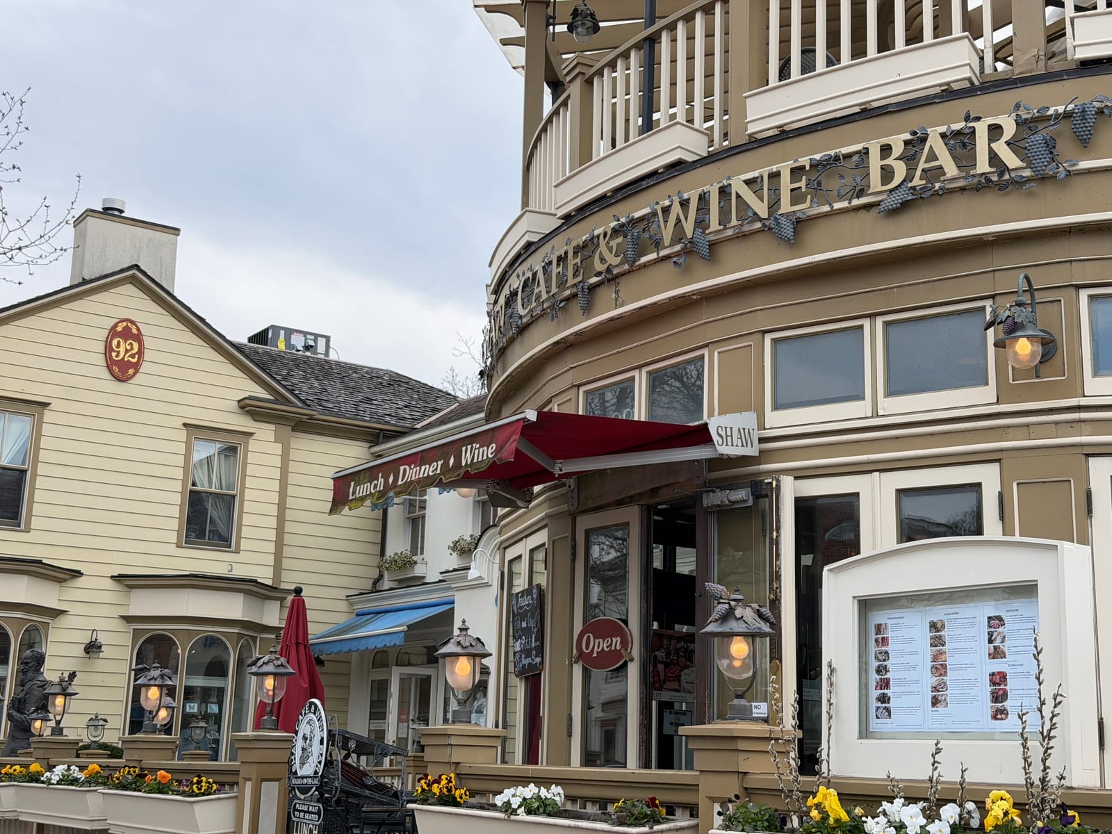 Shaw Cafe and Wine Bar exterior on Queen Street Niagara-on-the-Lake